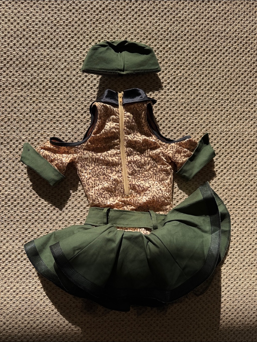 Kids Olive Green and Tan Military-Inspired Costume Dress size intermediate child - Picture 8 of 15